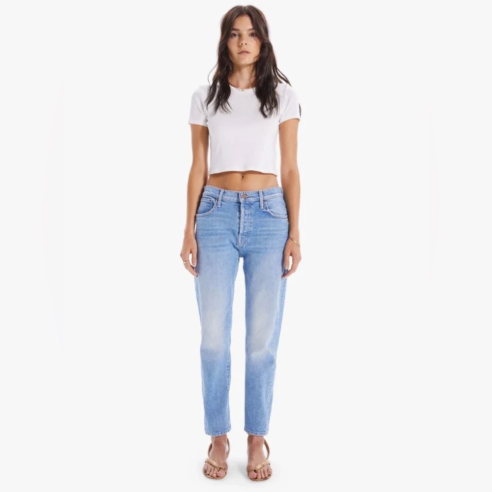 MOTHER Light Blue Denim Scrapper Ankle Jeans
